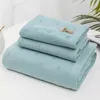 Towel 3pcs/Set 100% Cotton Girl -Boy Face & Bath s Soft and Comfortable Women Men Shower Water Absorbent Blue White Pink 210728