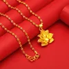 Lotus Flower Gourd Pendant Kvinnors Clavicle Wave Chain 18K Gul Guld Fylld Smycken Gift