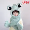 Children's winter scarf hats one body fuzzy hat cute cartoon ear cap baby scarfs