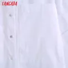 Женщины Ретро Белый Негабаритный парень Стиль с коротким рукавом Лето Шикан Женская Рубашка Tops 6Z26 210416