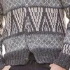 에베이 후이 남성 니트 카디건 턴 다운 칼라 인쇄 남성용 겨울 스웨터 따뜻한 두꺼운 버튼 스웨터 패치 워크 니트웨어
