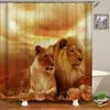 Oloey 3D Baskı Hayvan Duş Perdeleri Banyo Ekranları Banyo Dekor Için Su Geçirmez Özelleştirilmiş Aslan Tiger Beast 211023