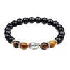 Buddha Head Stretch Bangle Bracelet Handmade Black Agate Stone Beads Bracelet for Women Men