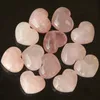 Natural Heart Shaped Crystal Stone Party Pink Carved Palm Love Healing Gemstone Handicraft Desktop Decoration Ornament Jewelry Pendant