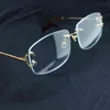 Mode Clear Eye Glasses Ram Carter Tillbehör för Kvinnor Vintage Rimless Square Glasögon Optisk Spectacles Frame