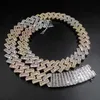 Collier à maillons cubains pour hommes, 19mm, en or 14 carats, en laiton, diamant Aaa Cz, Hip Hop