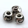 100 st Black Gold Silver Folie Alfabet "E" Lampwork Glas Big Spacers Hole Pärlor Fit Pärlstav Armband