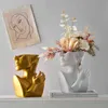 Resin Vase Home Decor Flower Pot Sculpture Room Decoration Jewelry Stand Necklace Display European Art Statue Model 211215