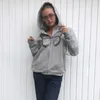 IAMSURE Papillon Motif Zipper Up Casual Lâche 90s Hoodies Automne y2k Mode À Manches Longues Gris Surdimensionné Sweats Pour Femmes Y0820