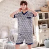 Summer Short Sleeve Silk Satin V-neck Pajama Sets for Men Soft Sleepwear Suit Male Lounge Wear Pyjama Homewear Home Clothes 210901