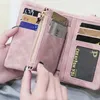 Wallets Lady Women Leather Money Bag Clutch Wallet Short Pu Purse Coin Card Hold Handbag Gray Pink Blue