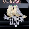 Zarif Kübik Zirkonya Altın Ve Gümüş Renk Şanslı Sevimli Kuş Tel Broşlar Pin Kadınlar Takı Aksesuar BH007 210714
