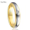 Wedding Rings 4MM Gold Silver Color Tungsten Ring For Women Band With Cubic Zircon Stone Alliance Bridal Jewelry US Size 4-9