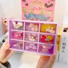 WG KAWAII NINE GRATT DESKTOP LAGRING BOX Lådan Dammsäker kosmetika Smycken Nail Stuff Organizer Hylla Makeup Organizing Case 210922