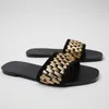 Shoes Ladies' Slippers Gold Sandals Slipers Women 2021 Flat Rome Scandals PU Fabric Basic Slides TPR Female