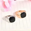 Mens Silver Rose Gold Rings Male Fashion Wedding Jewelry Square Black Vintage Jewelry Boho Gifts for Men