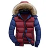 Winter Parka Heren Dikke Jassen Warm Bont Kraag Hoodie Jas Mens Mode Kleur Bijpassende Overjas Casual Jassen Heren 211126