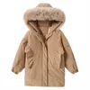 -30 Winter White Duck Down Thick Warm Jacket For Girls Child Long Outerwear Kids Real Raccoon Fur Collar Snowsuit TZ730 H0910