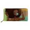 Portefeuilles Hycool Portemonnee Dames Afrikaanse Zwarte Meisje Bubble GUM Gedrukt Lange Portemonnee voor Tiener Meisjes Reizen Rits Money Clutch Dames Bag