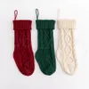 46 cm Knitting Christmas Stockings Xmas Dekoracje Dekoracje Solid Color Dzieci Dzieci Prezenty Cukierki Torby DHL Szybki statek Rra4478