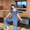 Korobov Summer New Slash Neck Women Solid Playsuits Coreano a vita alta con spalle Tute Casual Abbigliamento donna 210430