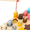 Wooden MATH Toys Board Digital Matching Fishing Board Kids Baby Early Education Teaching Math Toys