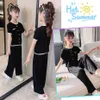 Teen Girls Clothing Letter Tshirt + Pants Clothes Summer Outfit Casual Style Children's 6 8 10 12 14 210528