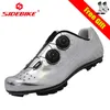 Zapatillas de ciclismo ultraligeras de fibra de carbono para hombre, zapatillas transpirables de triatlón con bloqueo automático para bicicleta de montaña, calzado