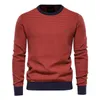 AIOPESON Cotton Spliced Pullovers Sweater Men Casual Warm O-neck Quality Mens Knitted Sweater Winter Fashion Sweaters for Men 211018