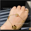 Bangle Bracelets Drop Delivery 2021 925 Sterling Brand For Women Sier Chainbracelet Praty Wedding Jewelry Gold Color Flower Clover Bracelet 2