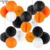 20pcs / set lanterne de papier / pom poms / ventilateurs suspendus / papier de soie de boule de nid d'abeille fête de bricolage décoration douches de mariage festival d'anniversaire 210408