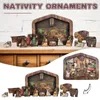 Dekoracje świąteczne Unikalne ręcznie opalane drewno Kolor Woda Narodzenia Puzzle Dekoracja Jezus Chrystus Miniatur Decor * 58