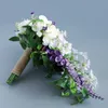 Cascade violet fleurs de mariage Bouquets de mariée pivoine artificielle Bouquets de mariage Rose accessoires de fête en cascade tenant la fleur X0726263S