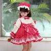 Infant Espagnol Robes Petites Filles À Manches Longues Rouge Vintage Lolita Princesse Robe Bébé Fille Année Fête De Noël Vestidos 210615