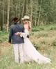 2021 Brautkleider im Landhausstil, Brautkleider, Spitze mit langen Ärmeln, Boho, durchsichtig, Übergröße, Gartenurlaub