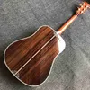 41 tum fast trä akustisk gitarr abalon bindande en bit nack mahogny i solbrast solid rosenträ baksida