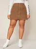 Skirts Women High Waist Short Pencil Skirt Corduroy O-Ring Zip Up Mini Plus Size