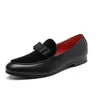 Zapatos de vestir Qmaigie Boda para hombres Formal Bowknot Caballeros Resbalón en mocasines de gamuza de cuero negro Lujo