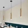 Nordic Brass pendant lamps Modern Living room LED Pendant lamp Bar ktv chandelier desk cashier Long tube hanging lights