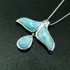 Ing réel 925 en argent Sterling naturel Larimar baleine queue larme goutte pendentif collier pour les femmes cadeau