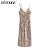 Women Sexy Fashion Snake Print Midi Dress Vintage Backless Zipper Thin Straps Female Dresses Vestidos Mujer 210416