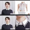 Blouses Chemises Vêtements pour femmes Vêtements Drop Livraison 2021 Crochet Dentelle Demi-chemise Revers Faux Col Broderie Collier Floral Ras Du Cou Croc Qy