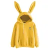 Winter Women Hoodies Kawaii Rabbit Ear Sweatshirt Fashion Hoody Casual Solid Color Warm Sweatshirt Sweat Cartoon Hoodie Pullover 210422