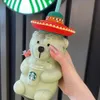 500Ml- 600ML Starbucks Bear Mugs with Straw Latin American Style Cute Shaped Glass Cold Drink Cup316L