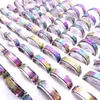 Wholesae 100PCs Lot Stainless Steel Spin Band Rings Rotatable Multicolor Laser Printed Mix Patterns Fashion Jewelry Spinner Party 242h