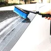 Cepillo telescópico de pelo suave con mango largo para lavado de coches, herramienta de limpieza de neumáticos con pulverizador de agua, cepillo de limpieza de cristales para ventana de carrocería 210329