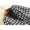 HIGH STREET Fashion Designer Jacket Women's Rivet Single Button Embroidery Symbol Houndstooth Tweed 210521