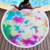 Serviette de bain ronde en microfibre avec pampilles, tapis de Yoga, série Tie-dye, Sublimation