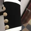 HIGH STREET Fashion Designer Blazer Women's Classic Black White Color Block Metal Buttons Jacket Outer Wear 211122