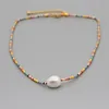 Lyxig design Färgrik Glas Beaded Pearl Charm Halsband Bohemian Style Women Smycken